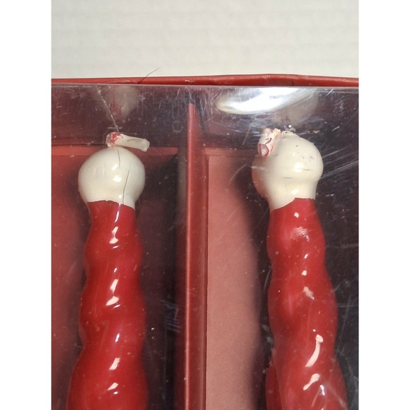 2 Vintage Santa Claus Christmas Holiday Candles Red White Fun Shape Gift Idea - Picture 4 of 7